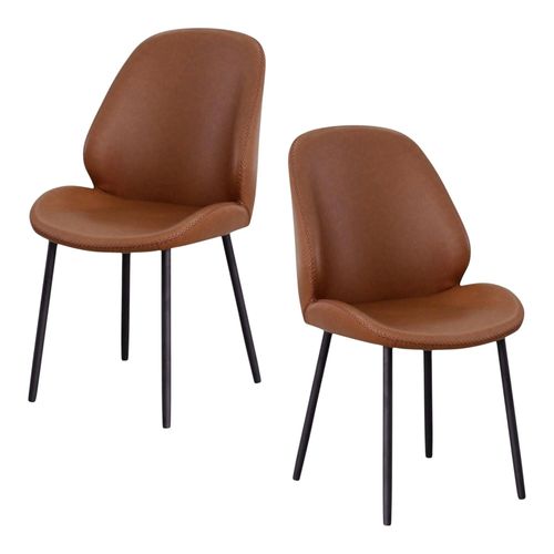 Chaise Marron Moderne Avec Surpiqure (lot De 2) Berlin