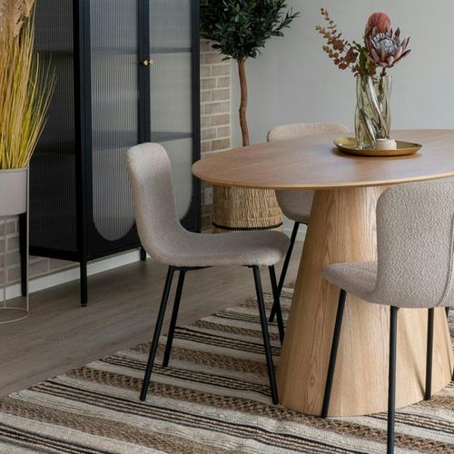 Chaise Bouclette Beige Pieds Métal Noir (lot De 2) Lota