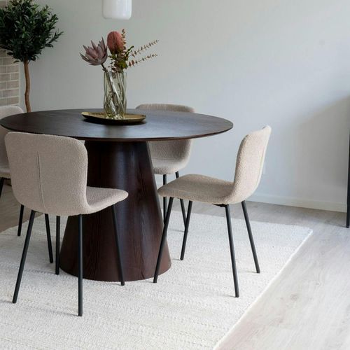 Chaise Bouclette Beige Pieds Métal Noir (lot De 2) Lota