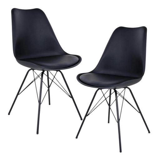 Chaise Noire Basique Avec Pieds Métal (lot De 2) Lota