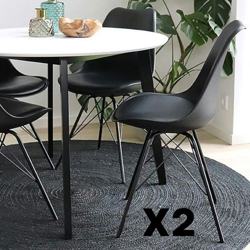Chaise Noire Basique Avec Pieds Métal (lot De 2) Lota