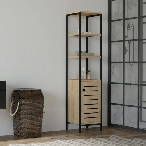 Colonne Salle De Bains Effet Chêne, Rangements Mixtes Jena