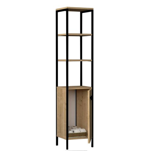 Colonne Salle De Bains Effet Chêne 1 Porte 3 Étagères Jena