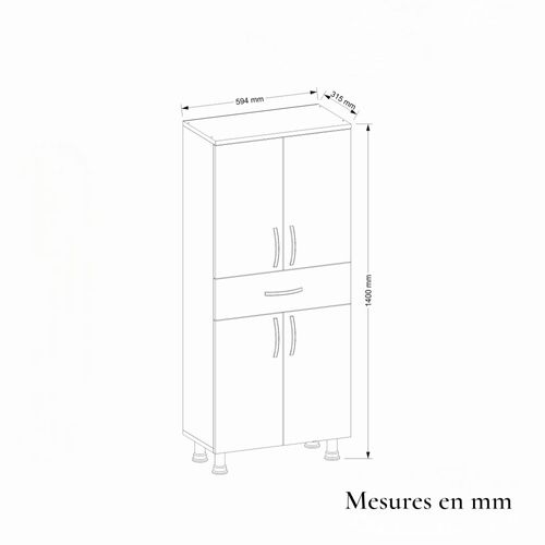 Meuble Salle De Bains Blanc, 4 Portes 1 Tiroir Jena