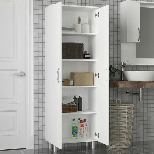 Meuble Colonne Salle De Bains Blanc 2 Portes H 173, 6 Cm Jena