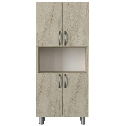 Meuble Salle De Bains Effet Travertin, 4 Portes 1 Niche Jena