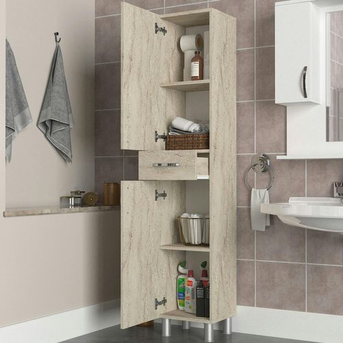 Colonne Salle De Bains Effet Travertin 2 Portes Jena