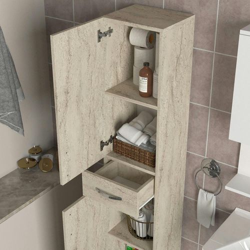 Colonne Salle De Bains Effet Travertin 2 Portes Jena