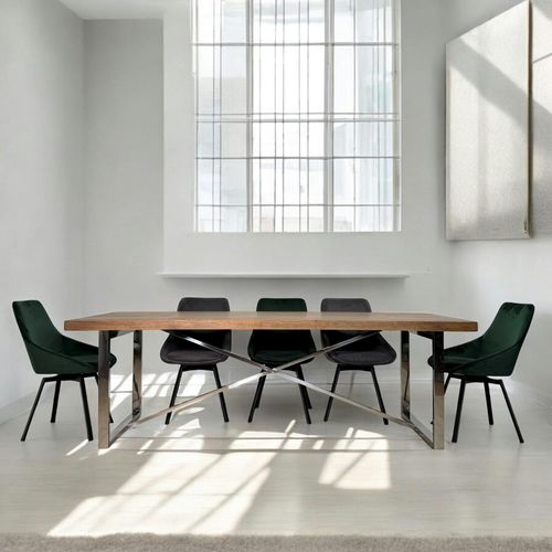 Table à Manger Moderne Chêne Acier 240 Cm Riverside