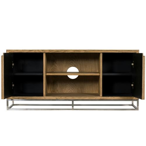 Meuble TV Moderne Chêne Acier 120 Cm Riverside