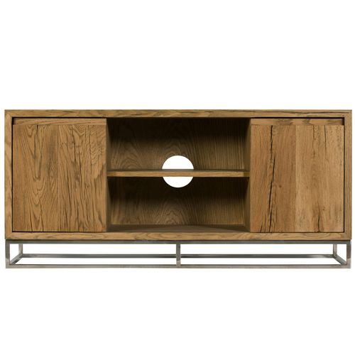 Meuble TV Moderne Chêne Acier 120 Cm Riverside