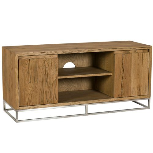 Meuble TV Moderne Chêne Acier 120 Cm Riverside