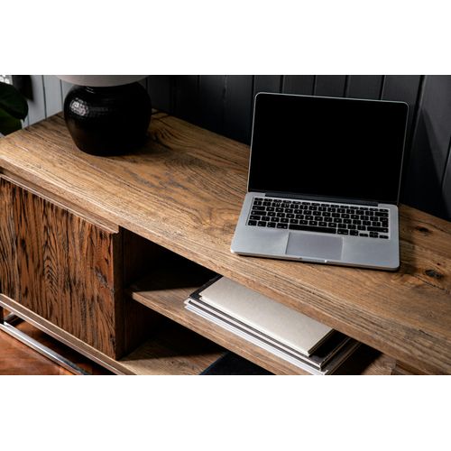 Meuble TV Moderne Chêne Acier 150 Cm Riverside