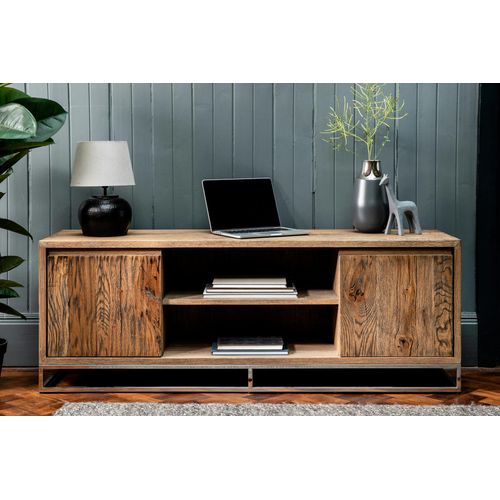 Meuble TV Moderne Chêne Acier 150 Cm Riverside