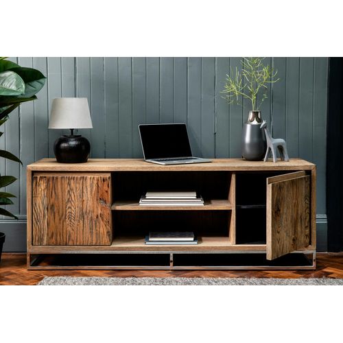 Meuble TV Moderne Chêne Acier 150 Cm Riverside