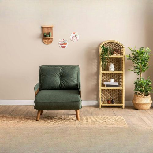 Fauteuil Convertible Vert 1 Place Couchage 190 Cm Loja