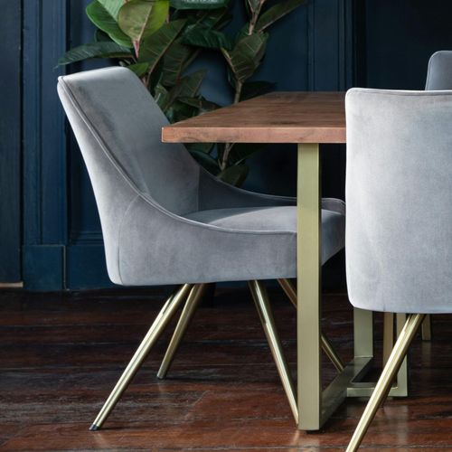 Chaise Velours Gris (lot De 2) Hobart