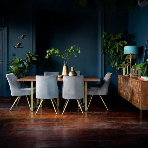 Chaise Velours Gris (lot De 2) Hobart