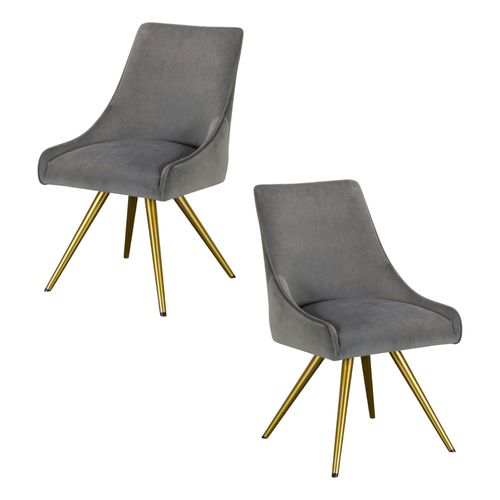 Chaise Velours Gris (lot De 2) Hobart