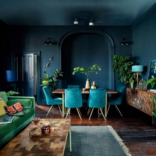 Chaise Velours Bleu Lagon (lot De 2) Hobart