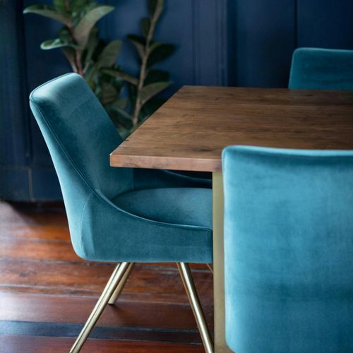 Chaise Velours Bleu Lagon (lot De 2) Hobart