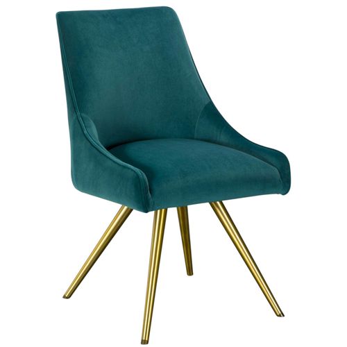 Chaise Velours Bleu Lagon (lot De 2) Hobart
