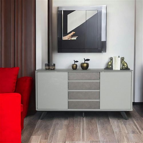 Buffet Contemporain En Verre Gris Clair Ottawa