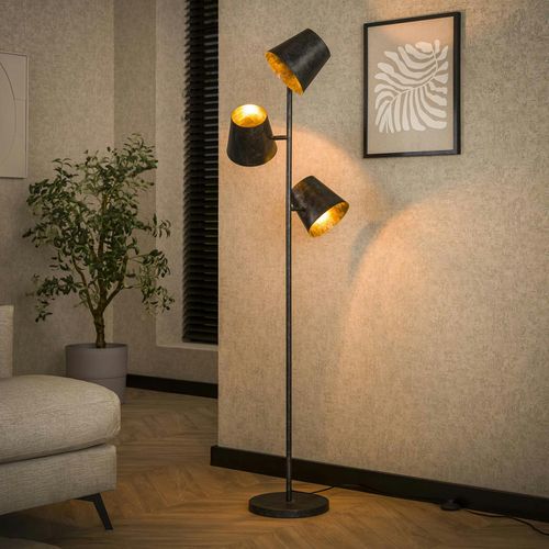 Lampadaire Industriel 3 Abat-jour Métal Finition Charbon Niagara