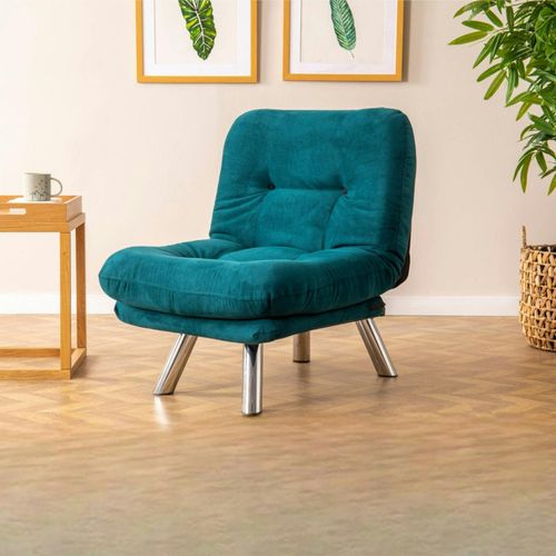 Fauteuil Convertible Banquette Bleu Lagon Pieds Chromés Cusco