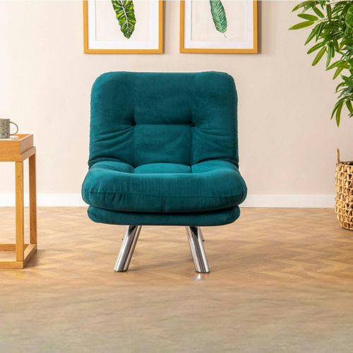 Fauteuil Convertible Banquette Bleu Lagon Pieds Chromés Cusco