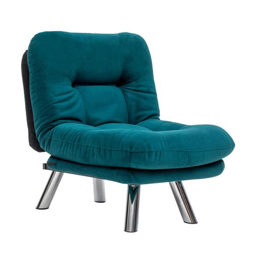 Fauteuil Convertible Banquette Bleu Lagon Pieds Chromés Cusco