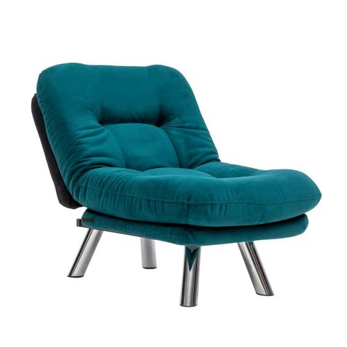Fauteuil Convertible Banquette Bleu Lagon Pieds Chromés Cusco