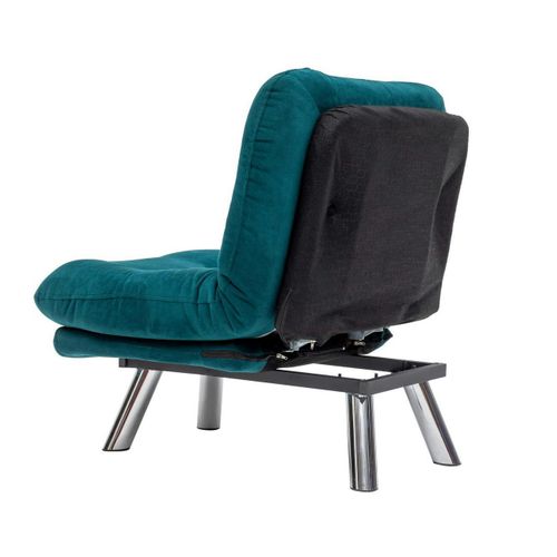Fauteuil Convertible Banquette Bleu Lagon Pieds Chromés Cusco