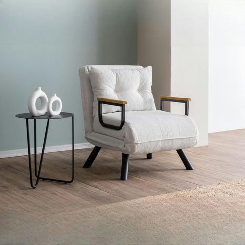 Fauteuil Convertible Blanc Bouclette 1 Place 175 Cm Modi