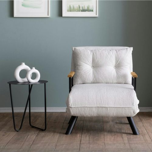 Fauteuil Convertible Blanc Bouclette 1 Place 175 Cm Modi