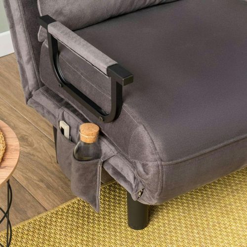 Fauteuil Convertible Gris Inclinaison Réglable 175 Cm Ibarra