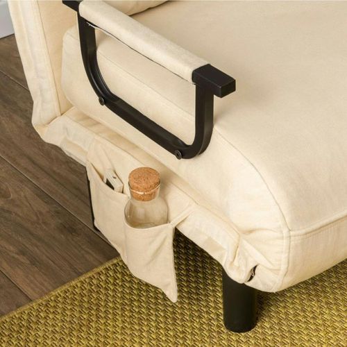 Fauteuil Convertible Écru Inclinaison Réglable 175 Cm Ibarra