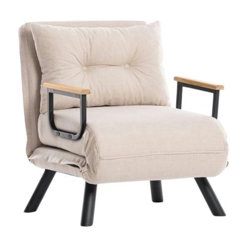 Fauteuil Convertible Écru 1 Place Couchage 175 Cm Modi