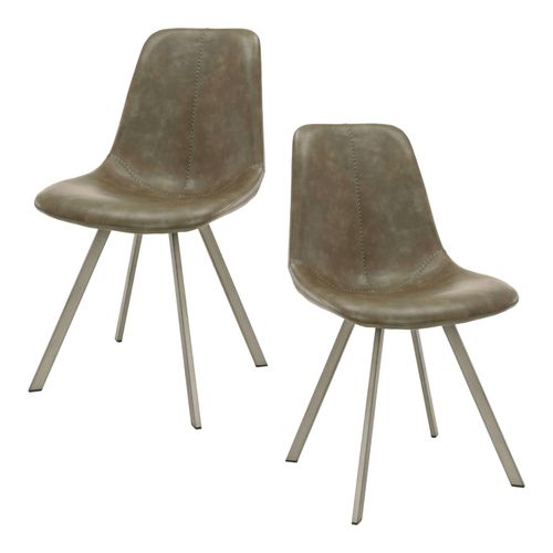 Chaise De Table Couture Apparente Taupe Pied Étoile Helsinki (lot De 2)