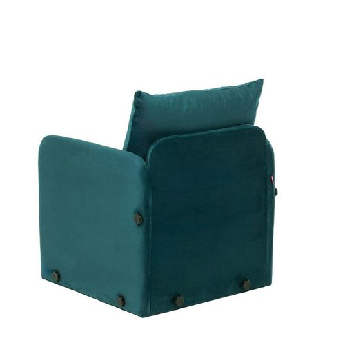Fauteuil Convertible Velours Bleu Lagon Couchage 200 Cm Oruro