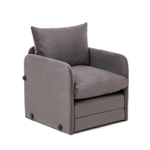 Fauteuil Convertible Gris Velours Couchage 200 Cm Oruro