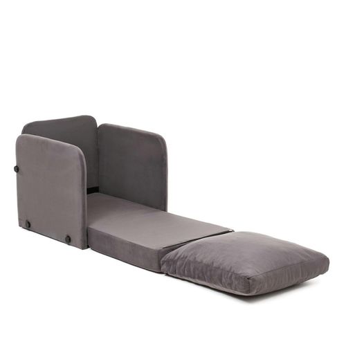 Fauteuil Convertible Gris Velours Couchage 200 Cm Oruro