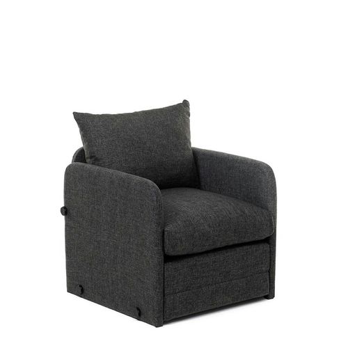 Fauteuil Convertible Gris Foncé Lin Couchage 200 Cm Oruro