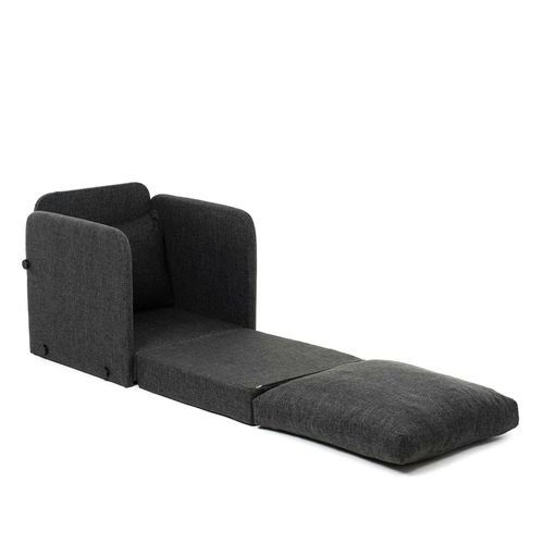 Fauteuil Convertible Gris Foncé Lin Couchage 200 Cm Oruro