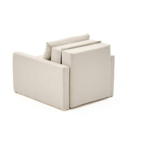 Fauteuil Lit Convertible Écru Avec Porte-revues Manil