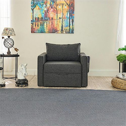 Fauteuil Lit Convertible Anthracite Avec Porte-revues Manil