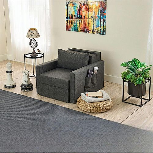 Fauteuil Lit Convertible Anthracite Avec Porte-revues Manil