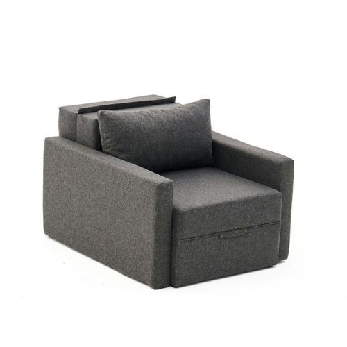 Fauteuil Lit Convertible Anthracite Avec Porte-revues Manil