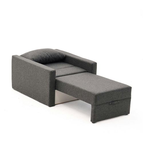 Fauteuil Lit Convertible Anthracite Avec Porte-revues Manil