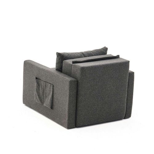 Fauteuil Lit Convertible Anthracite Avec Porte-revues Manil